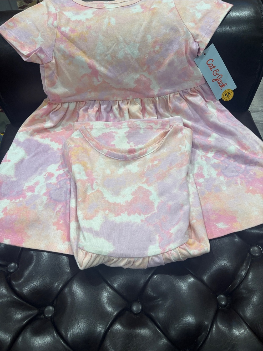 2 Cat & Jack Pastel Tie-Dye Dress - Pink Peach Lavender